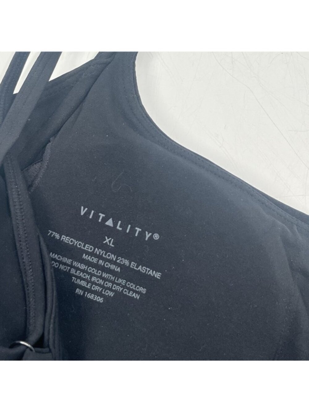 Vitality Black Sports Bra Sz XL Workout Top Clean Girl Aesthetic Sporty Chic - Picture 2 of 2